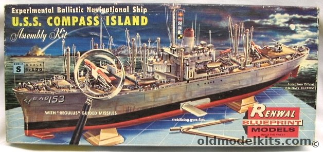 Renwal 1/500 USS Compass Island Experimental Ballistic Navigational Ship, S606-149 plastic model kit